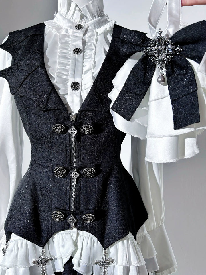 Letters from Unknown Star~Bloodline Duke~Gothic Lolita SK Suit Spider Web Vest and Blouse