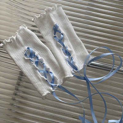 WAGUIR - Kawaii Lolita Wrist Cuffs DIY Gloves white+blue