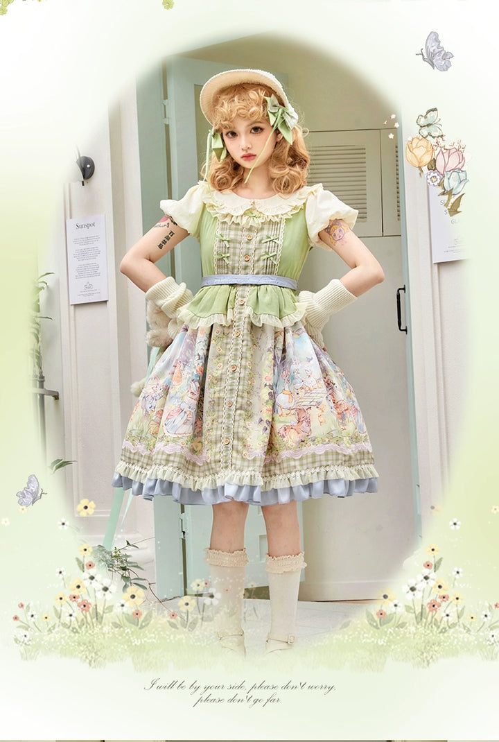 Strawberry Fantasia~Spring In The Air~Sweet Lolita JSK Green Lolita Dress   