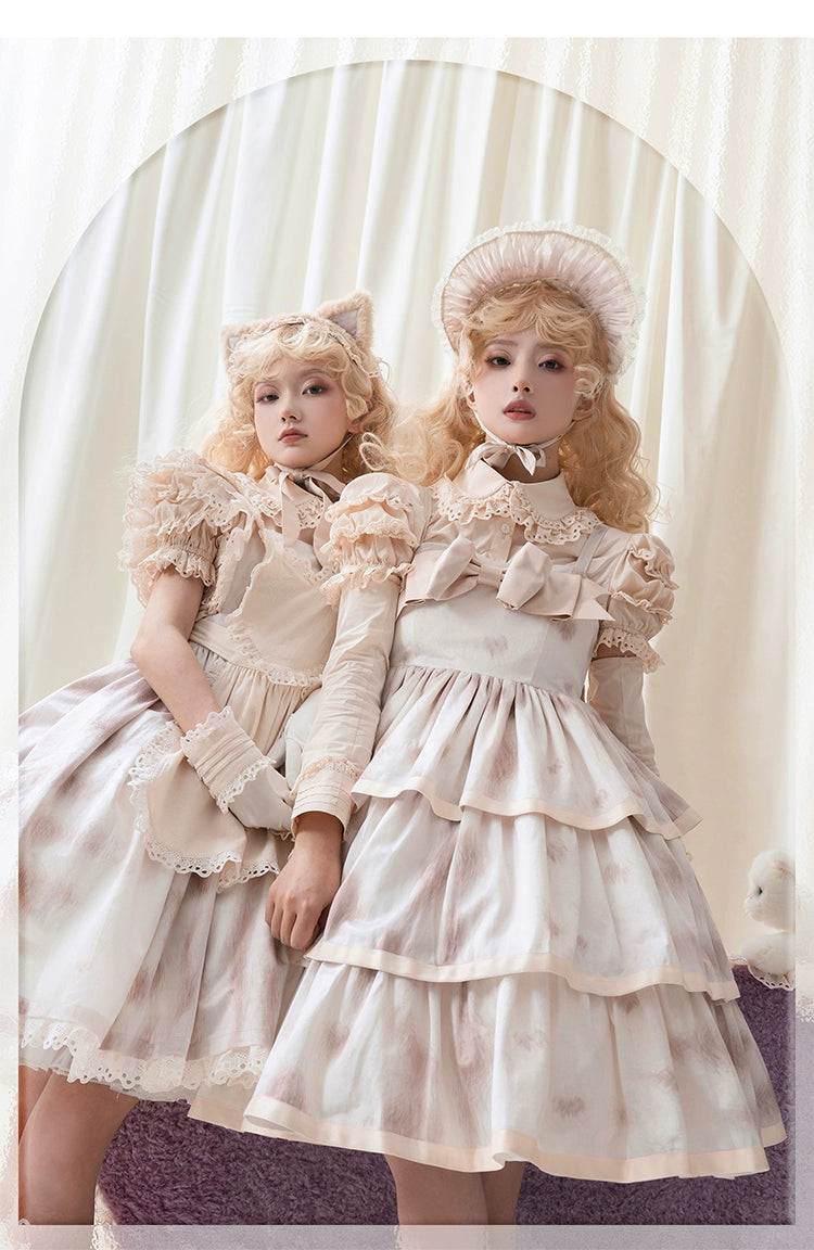 Choker Rabbit~Tabby Cat~Elegant Lolita Cat Pattern Three-layers JSK Dress   