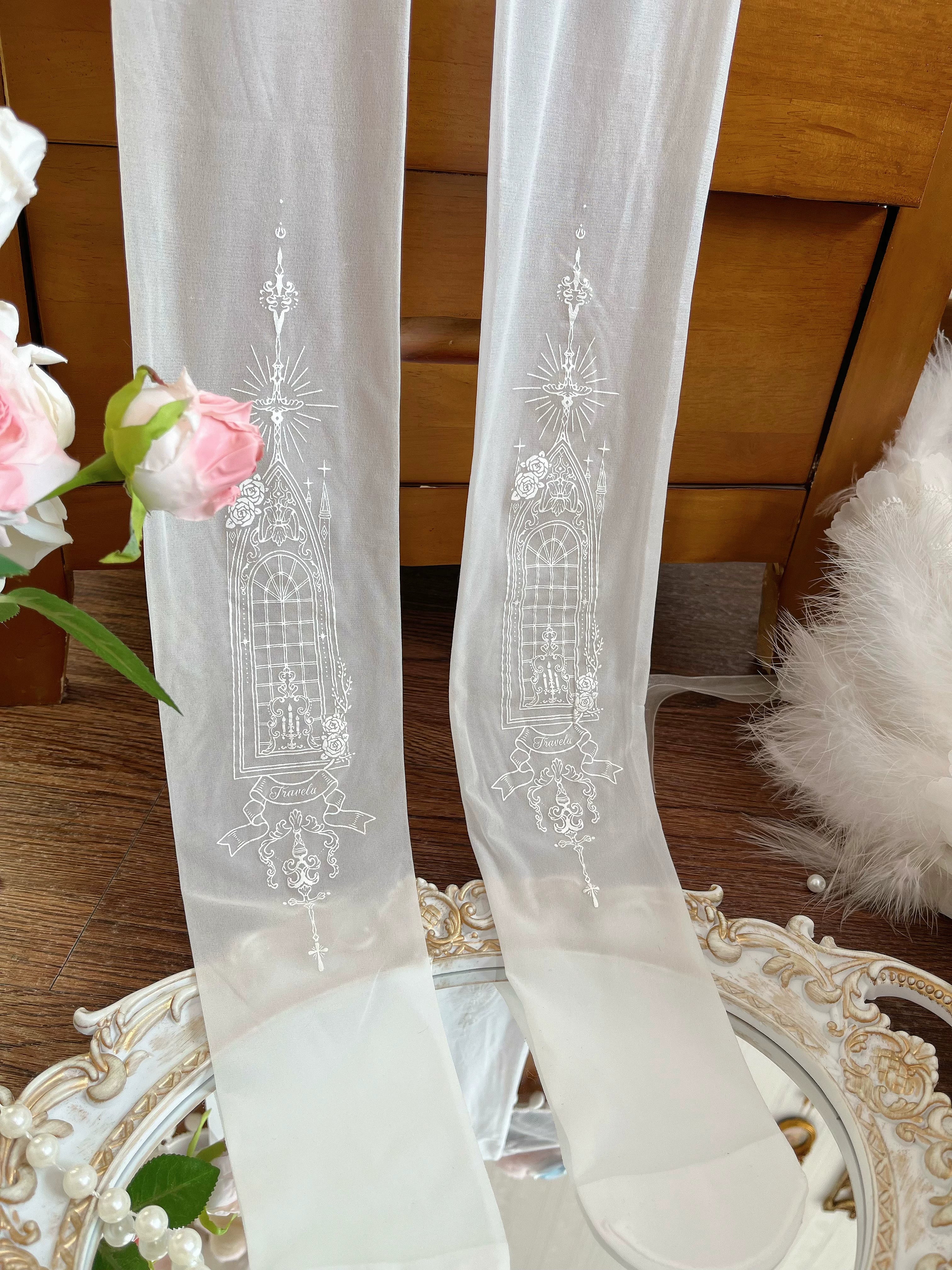 12D Gothic Lolita Cathedral Window Printed Pantyhose 45757:861125