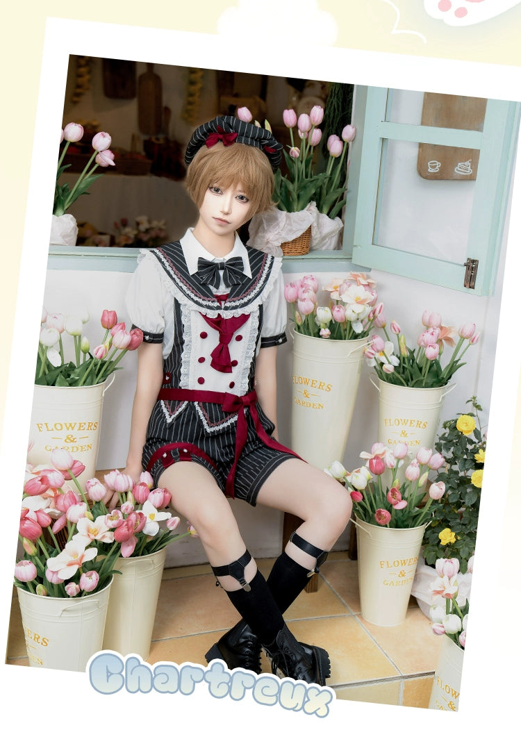 Forest Fluorescent Carps - Small Animal Team - Ouji Lolita Suit Male Lolita Shirt Shorts