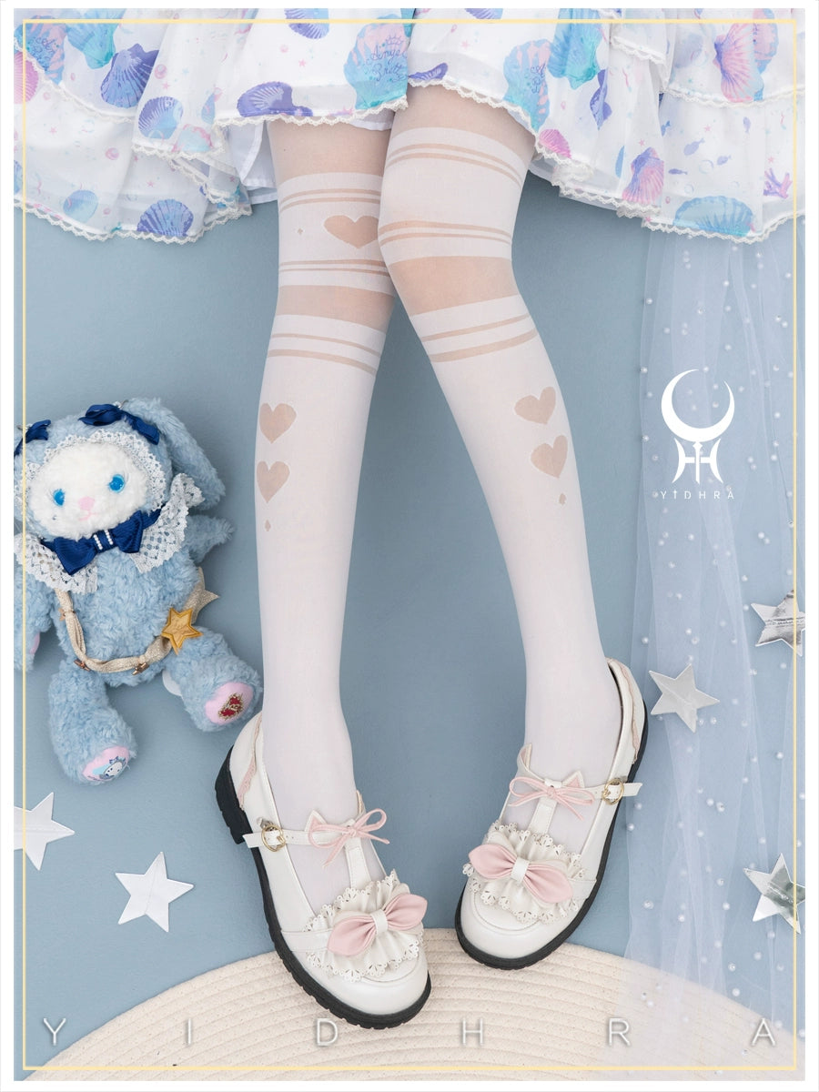 Yidhra~Enchanting Magic~Sweet Lolita Pantyhose Heart Hollow Out Thin Tights   