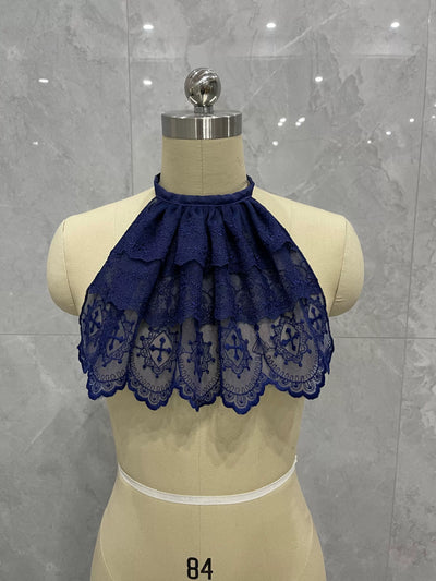 (BFM)Summer Story~Elegant Lolita Bib Lace Lolita Accessory Deep Blue  