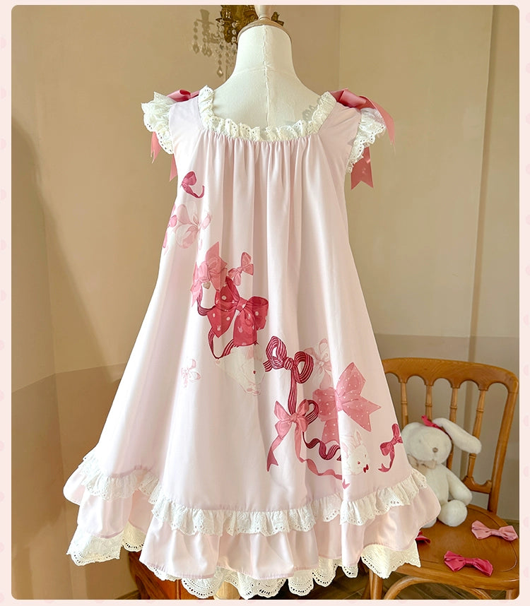 Mademoiselle Pearl~Bow Rabbit~IP Collab Sweet Lolita OP in Multiple Styles 43054:763909