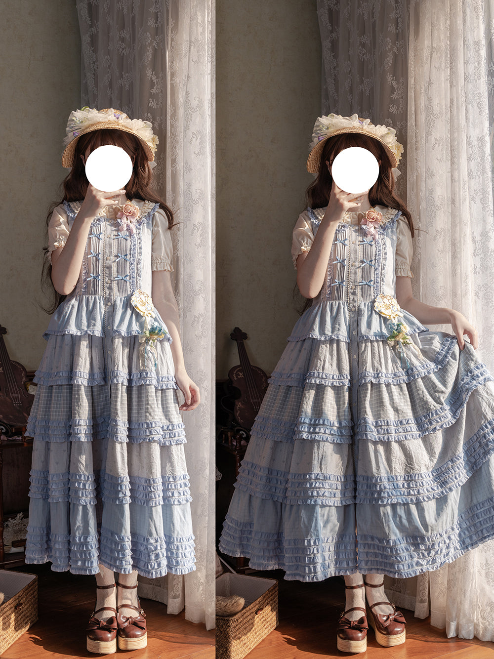 Miss Point~Garden Sunflower~Country Lolita JSK Five-Tiered Open Front Dress 42509:742449