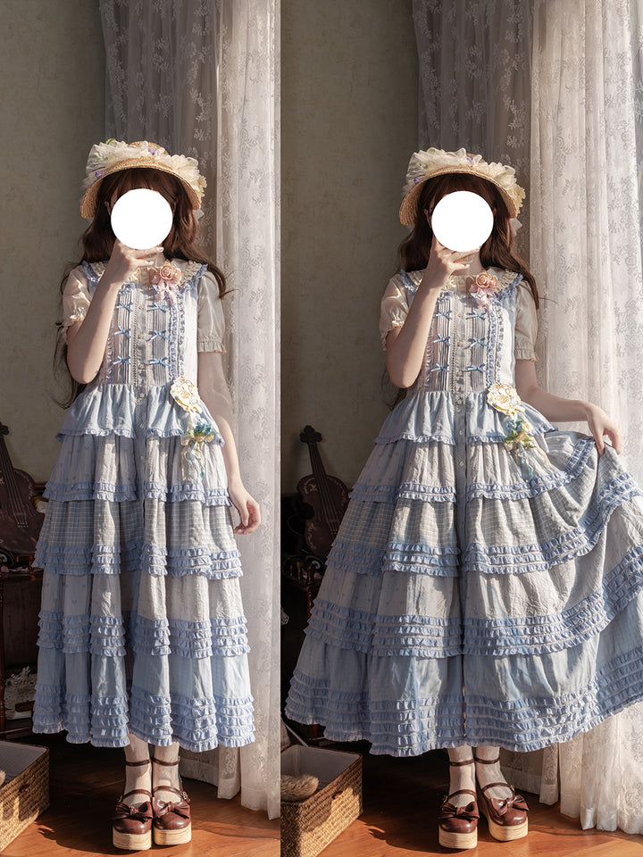 Miss Point~Garden Sunflower~Country Lolita JSK Five-Tiered Open Front Dress