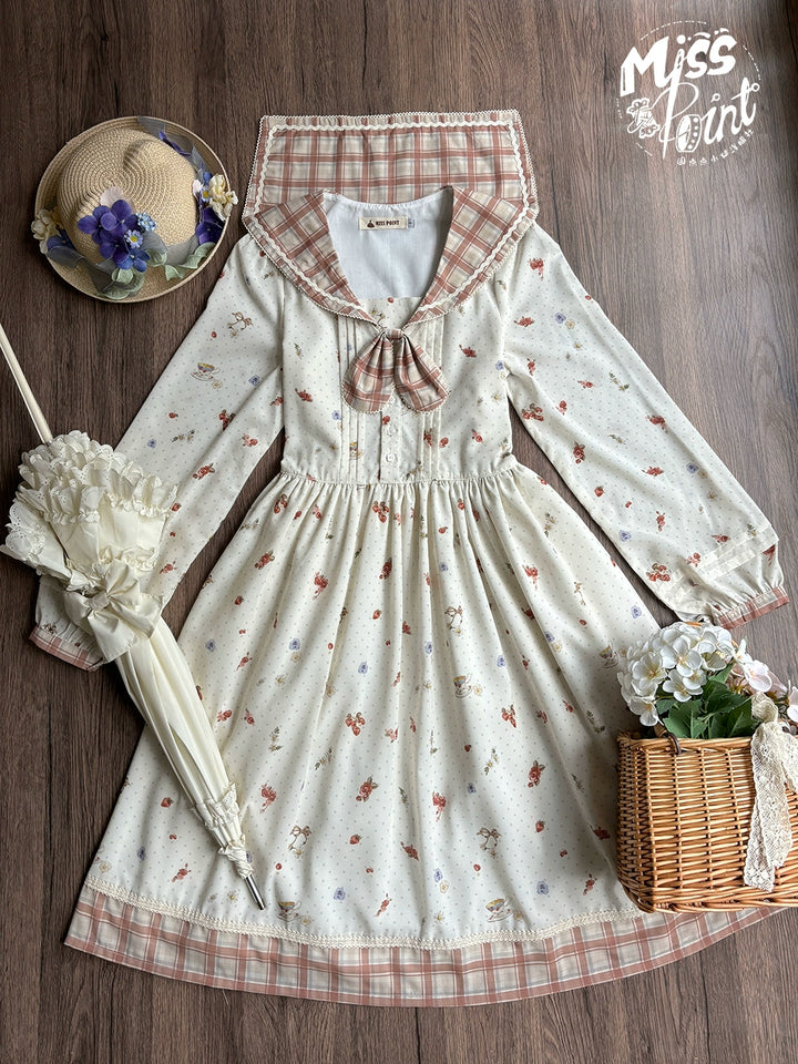 Miss Point~Sweet Lolita OP Cute Lolita Dress With Sailor Collar   