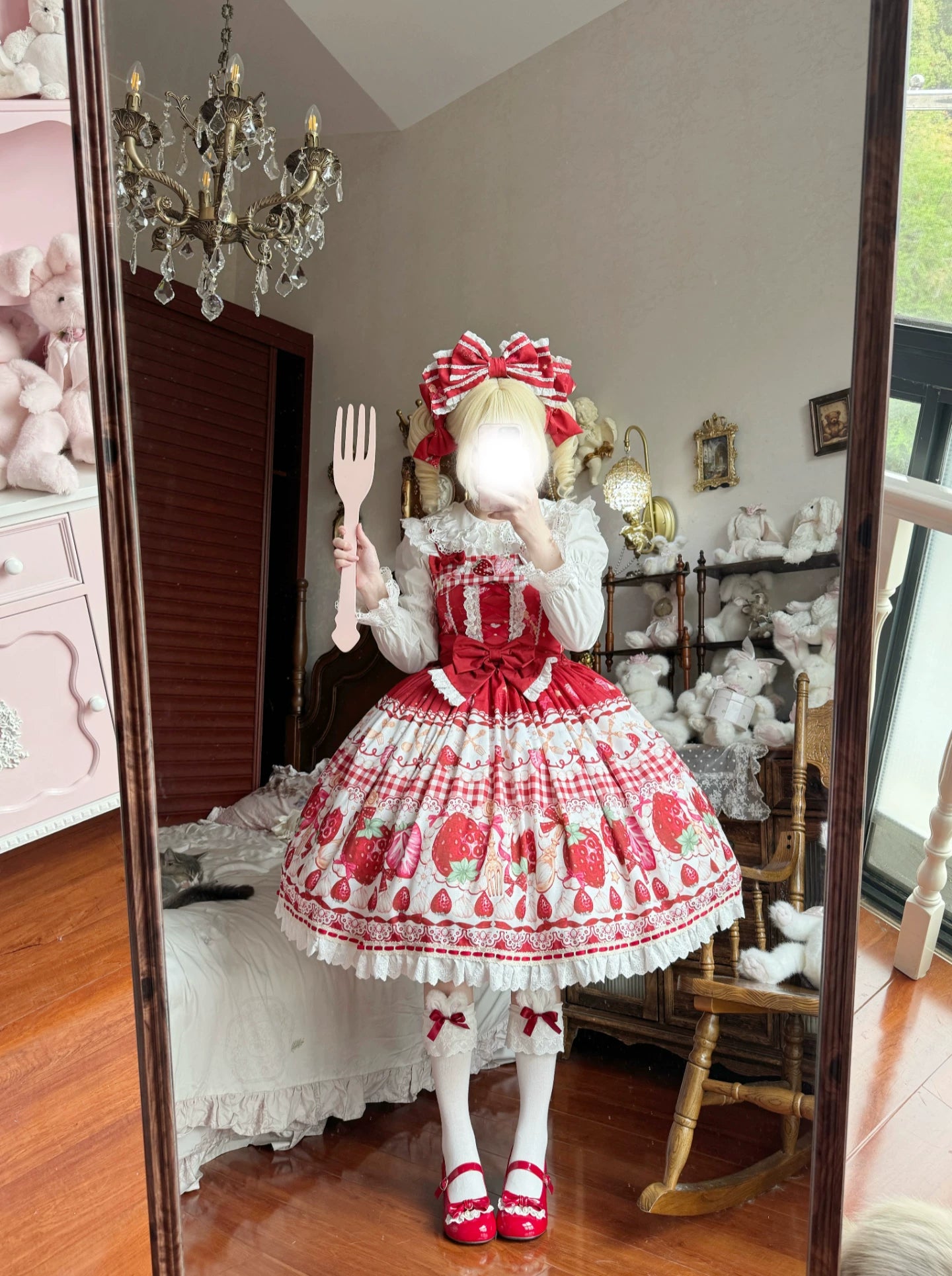 Plaid Strawberry Jam - Sweet Lolita Strawberry Printed JSK Dress 45545:853008