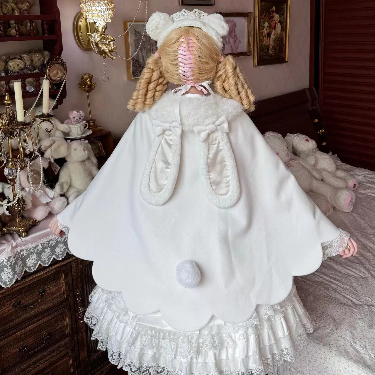 Jiuniangtutao - Sweet Wine Bunny - Scalloped Sweet Lolita Cape, Bunny Ears 44358:805295