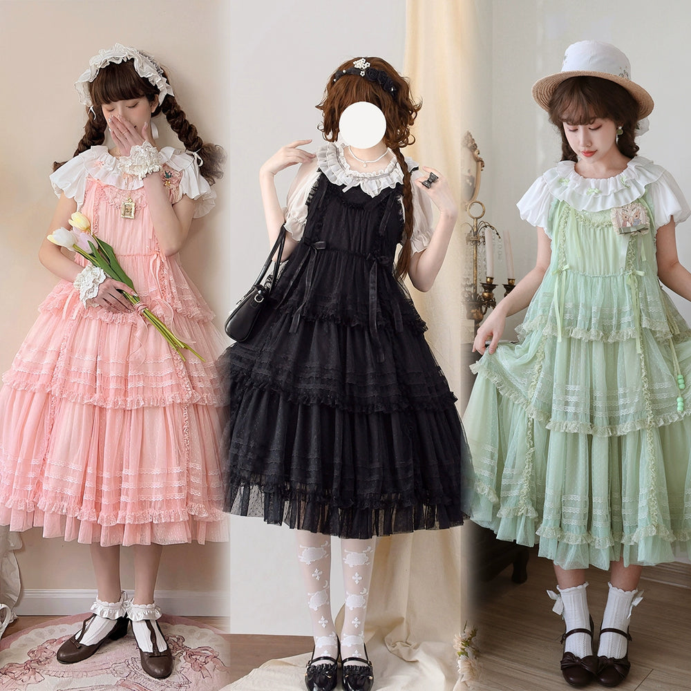 (BFM)Polyhymnia~Secret Forest~Classic Lolita JSK Dress Multi-layered Dress Summer Gauze Dress