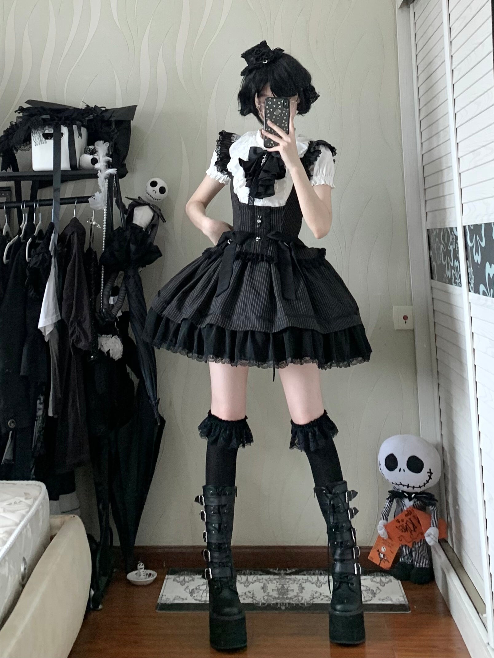 Moon Oath - Gothic Lolita Bust-supporting JSK Dress, Striped Style 44489:811254