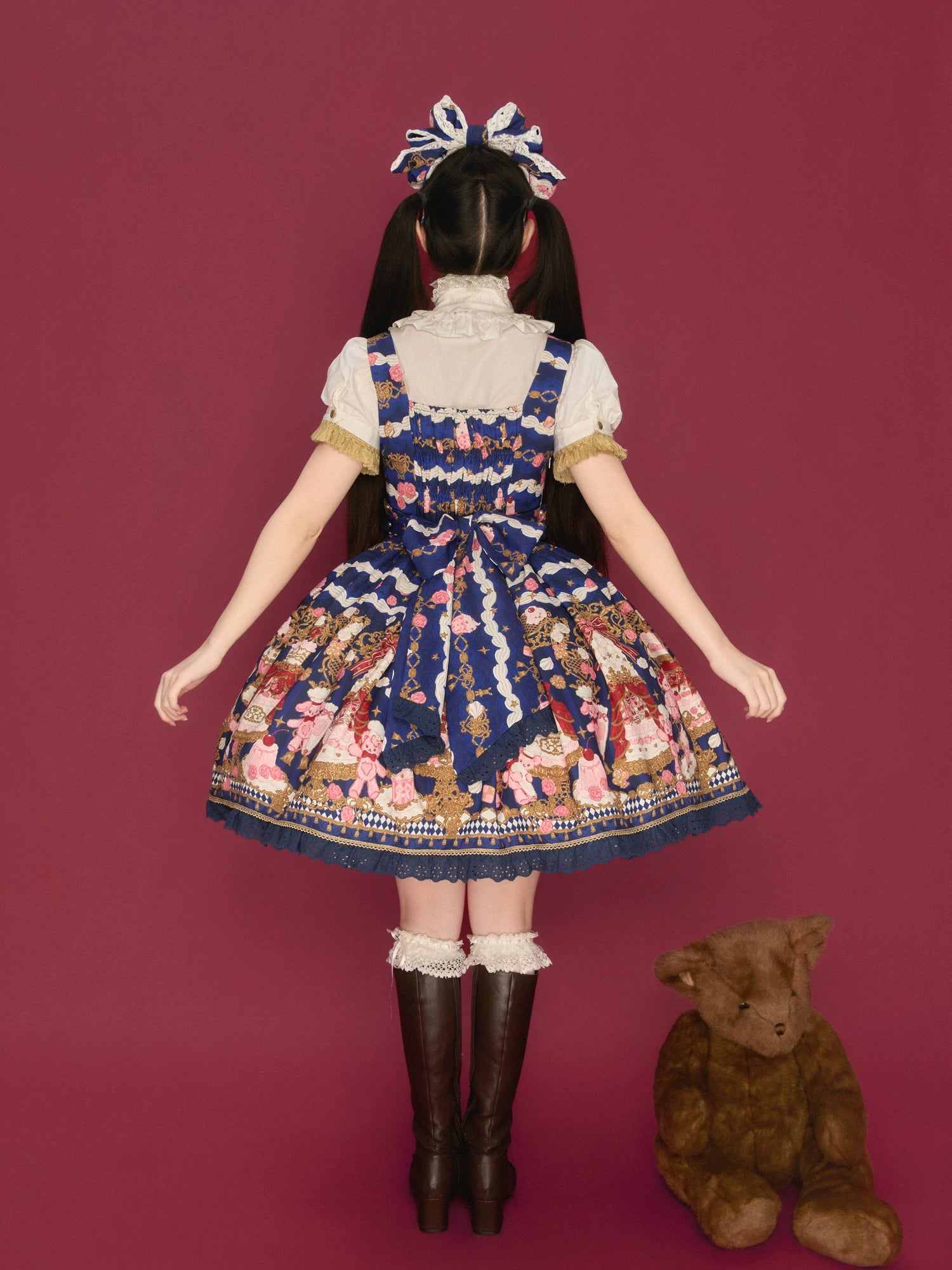 Sugar Festivaly - Kawaii Lolita JSK Dress, Cake & Bear Print 44540:811779
