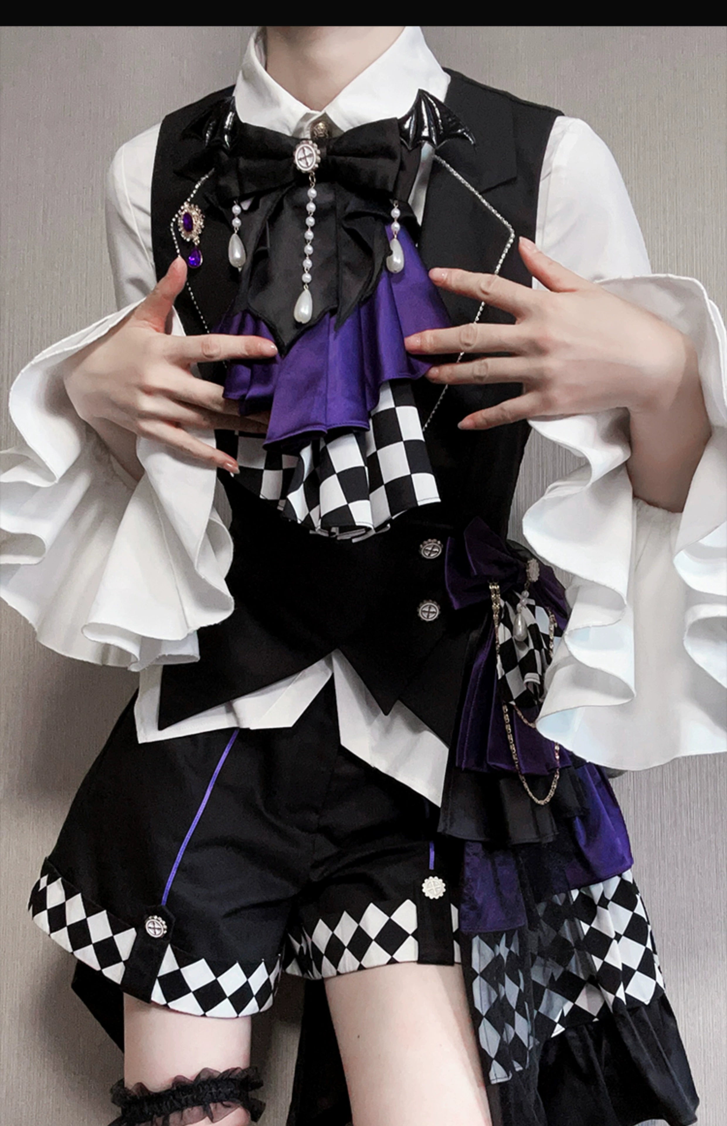 Forest Fluorescent Carps - The Judge's Game - Black Ouji Lolita Shorts Suit Prince Long Sleeved Shirt