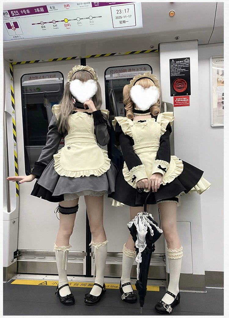 With PUJI - Suki - Maid Lolita OP Set, Detachable Apron, Juliet Sleeve