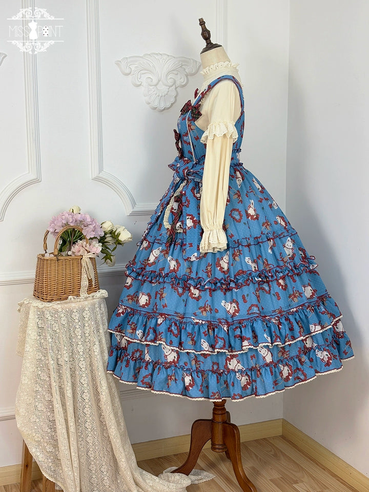 Miss Point~Forest Berry Bunny~Sweet Lolita JSK Elegant Bunny Print Dress 41972:721134