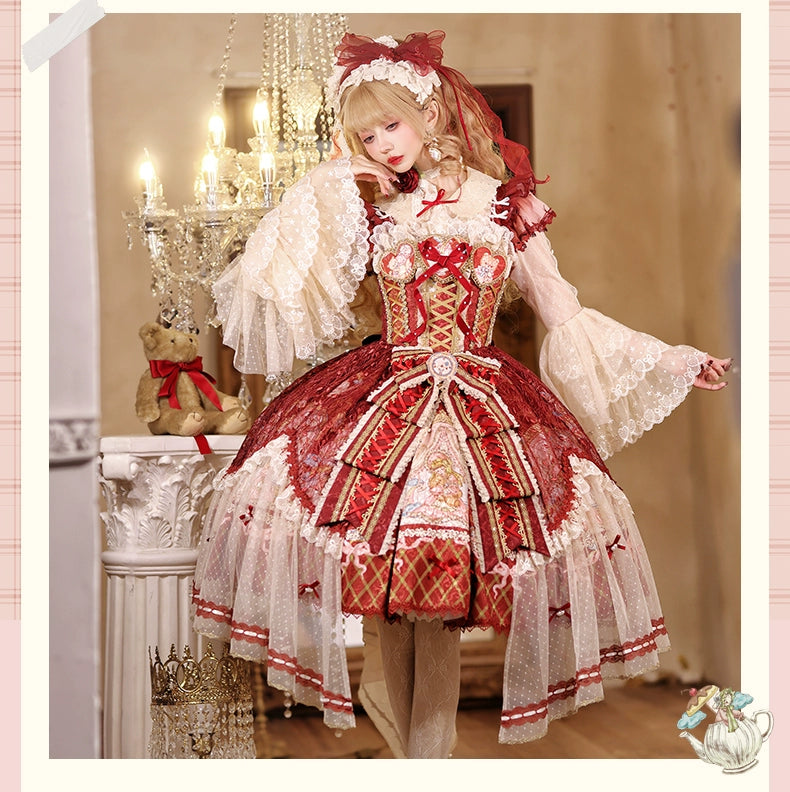YingLuoFu - Doll Fantasy Box - Sweet Lolita JSK Dress & Tulle Blouse Set 44261:801483
