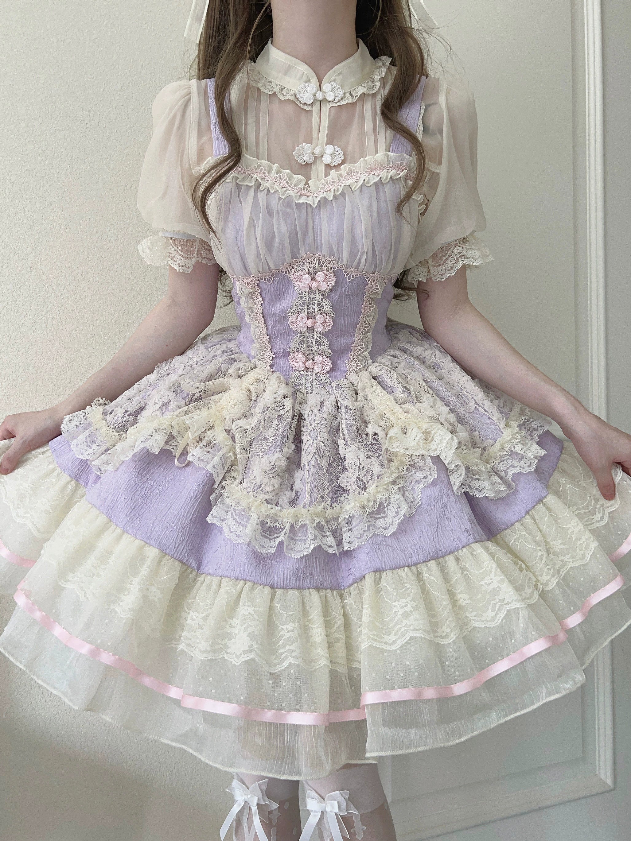 Sugar Girl - Hua Ji Fu Lei - Chinese Style Lolita JSK Dress Ballet Style Innerwear Set S purple JSK