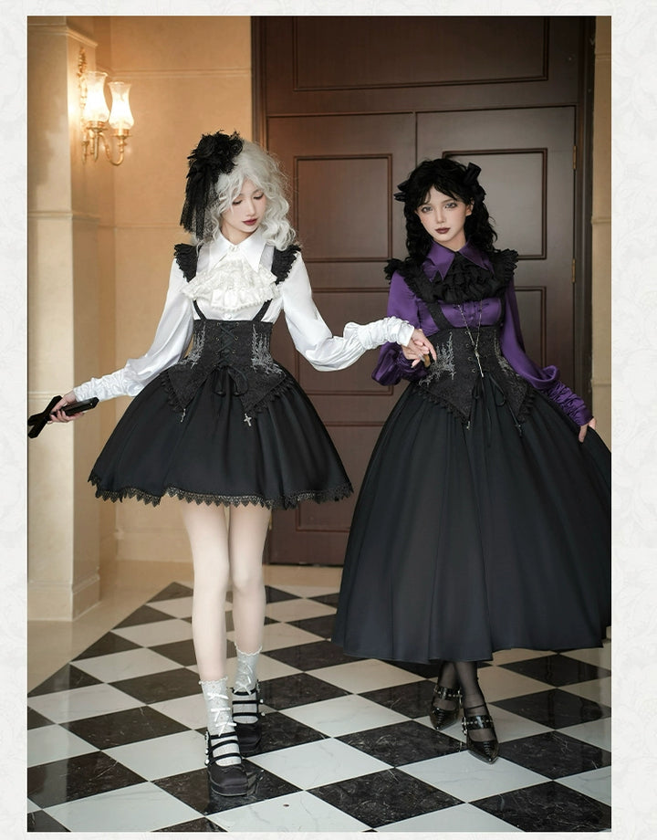 With PUJI~Thorny Night~Gothic Lolita Bust-supporting Skirt With Removable&Adjustable Strap