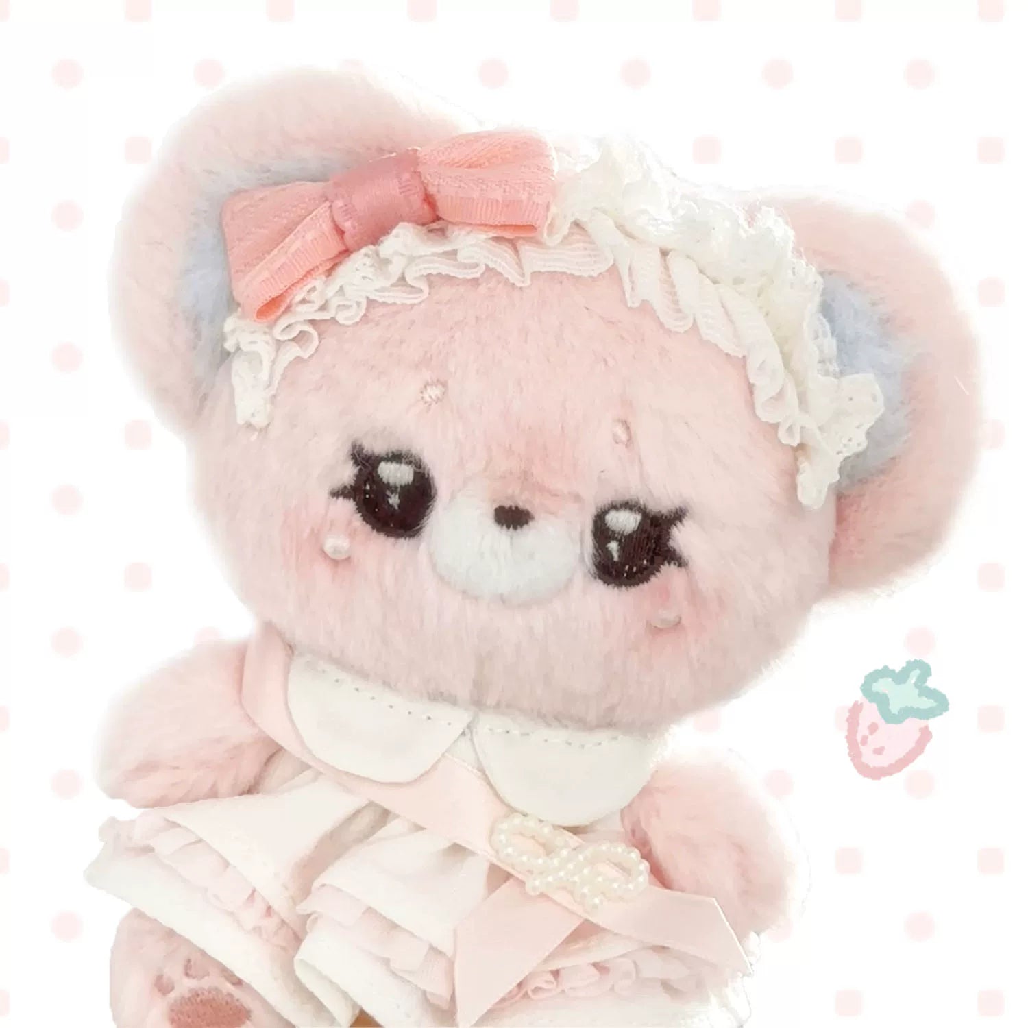 Kawaii Lolita Bear Bag Pendant, Soft Plush Pink Only