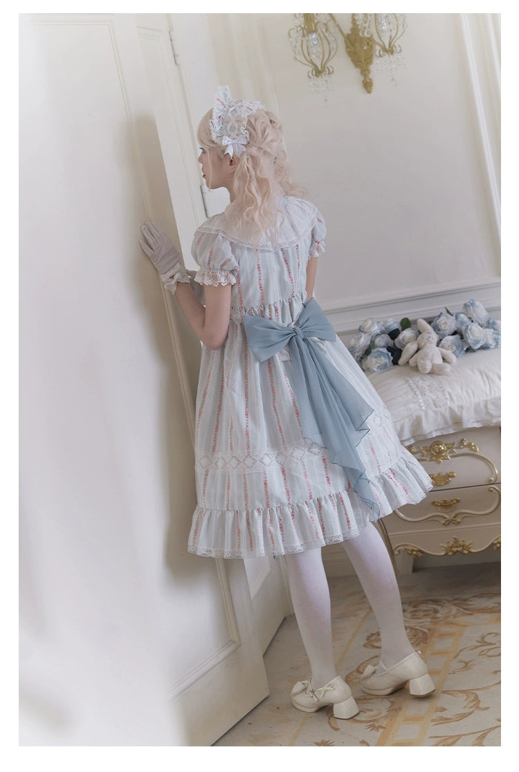 With PUJI~Annie's Dreamland~Cotton Lolita OP Dress Doll Collar Summer Dress   