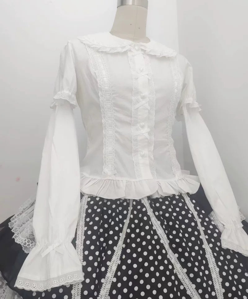 Sweet Lolita Peter Pan Collar Blouse, Detachable Sleeves (L M S XL) 45775:861932