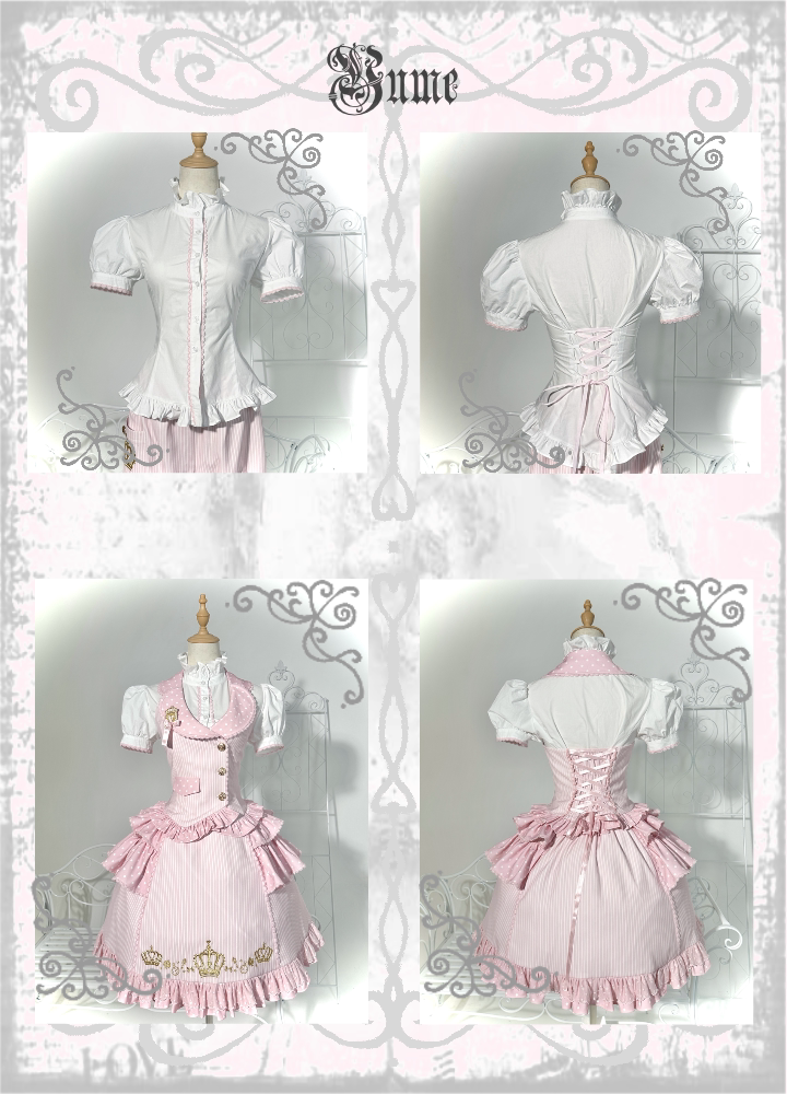 New Century Princess - Pink and Gold Old School Lolita Skirt & Vest Set 45861:866480