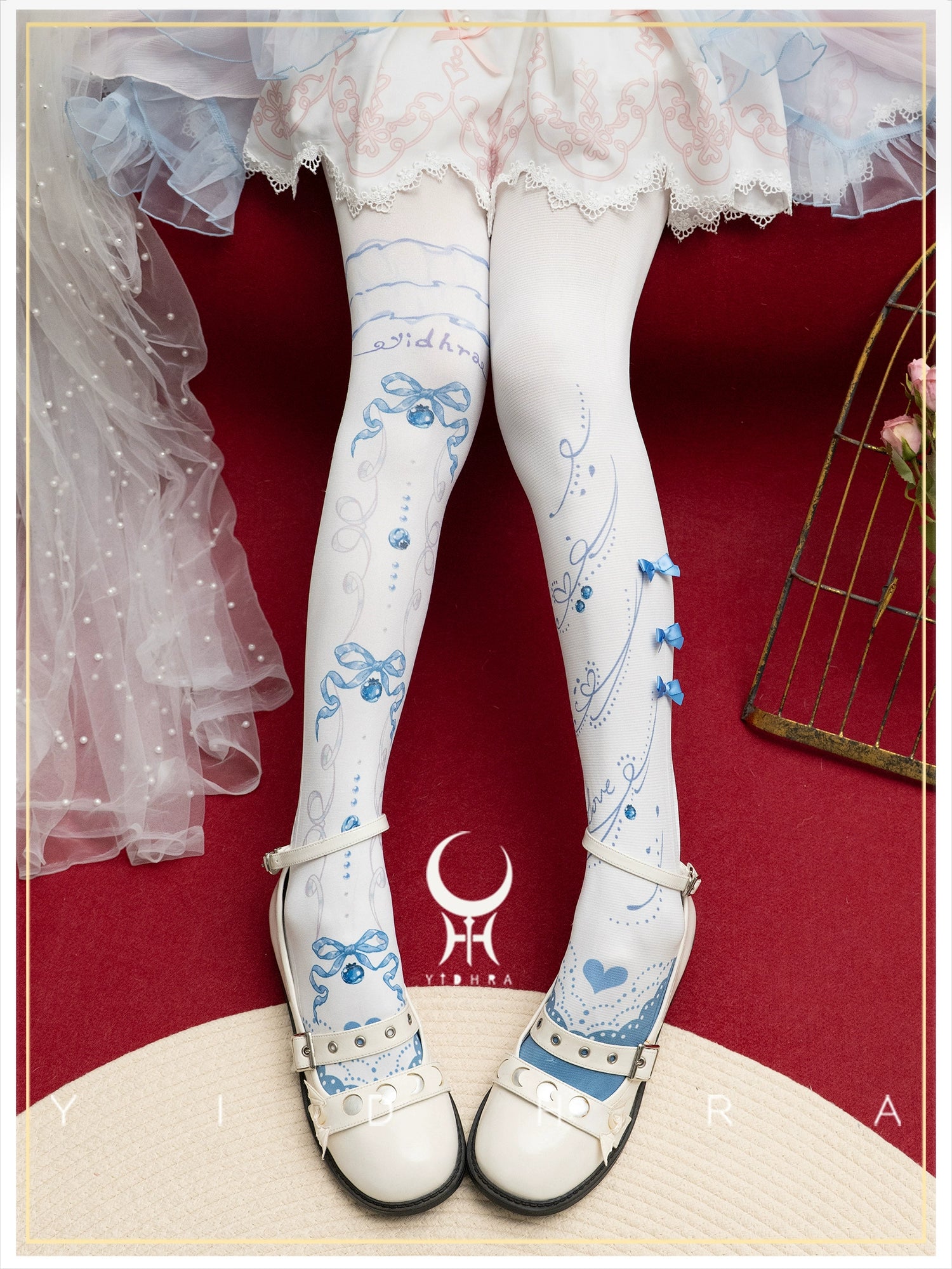 Yidhra - Frutomo - Sweet Lolita Printed Pantyhose Blue