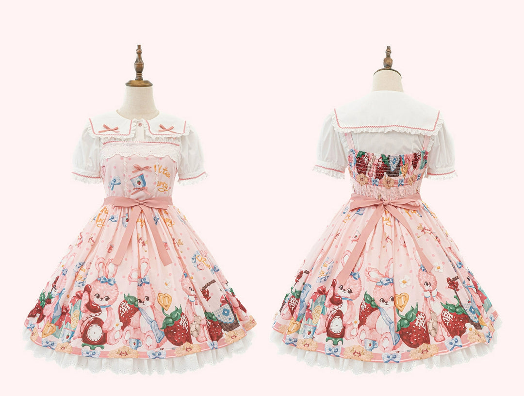 Doll tea party~Showa Rabbit~Kawaii Lolita Dress Summer Sweet Lolita OP JSK 37174:568462