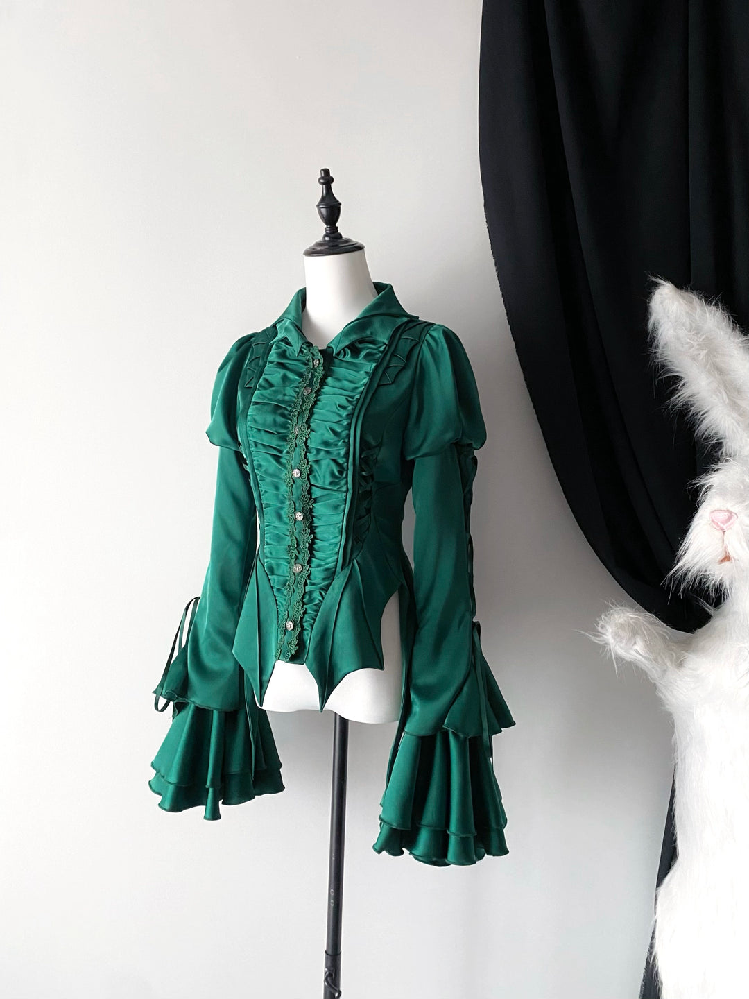 Gothic Lolita Shirt with Batwing Collar and Puffy Sleeves Gothic Lolita Shirt with Batwing Collar and Puffy Sleeves