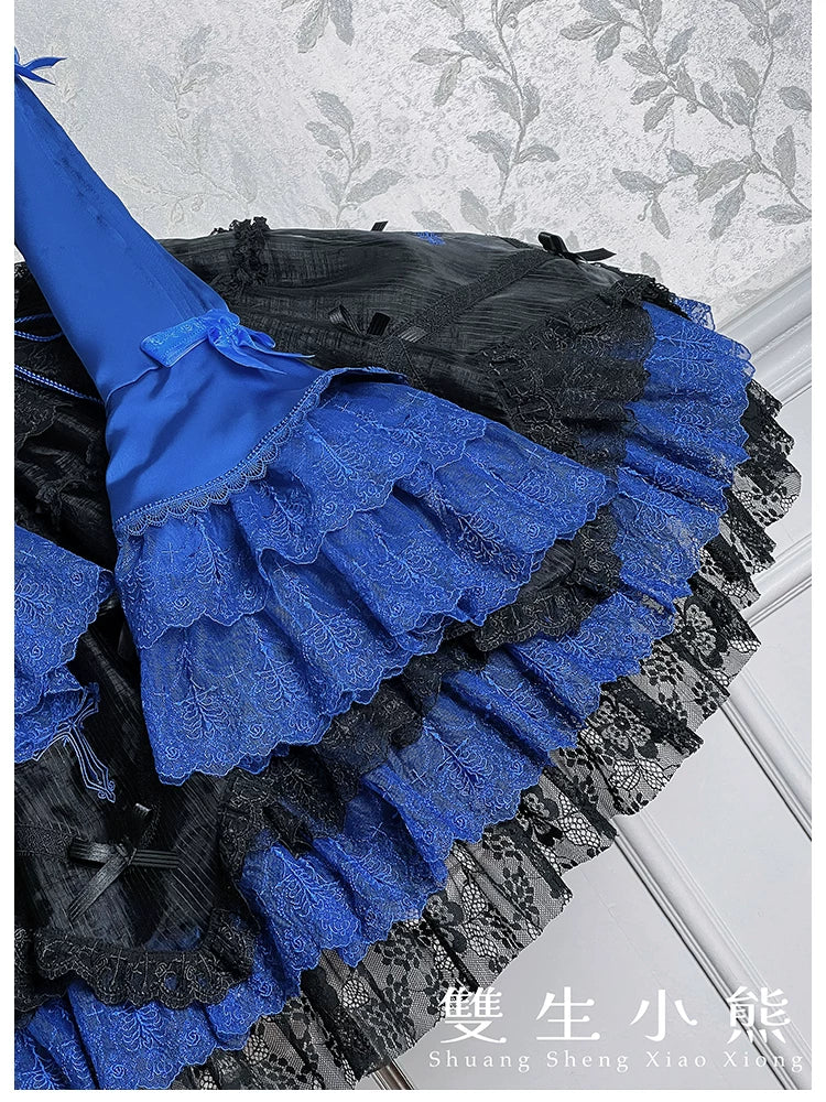 Dark Fog Feast - Gothic Lolita Satin Blouse, Hime Sleeves