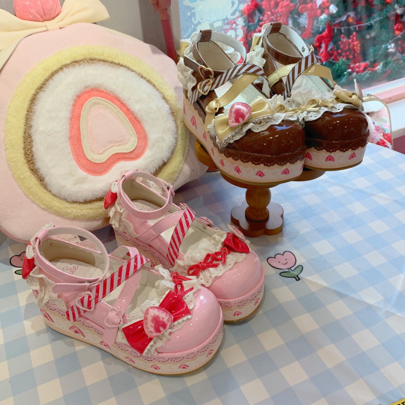 Aimee - Strawberry - Sweet Lolita High Platform Shoes Kawaii Lolita Shoes