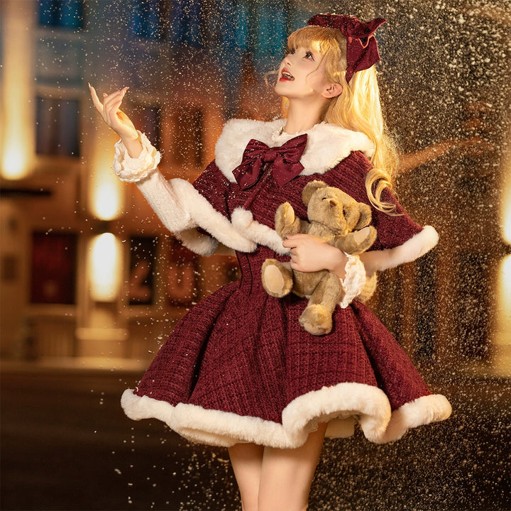 Tan Tuan~Winter Lolita Dress New Year Lolita JSK Plush Cape Set   