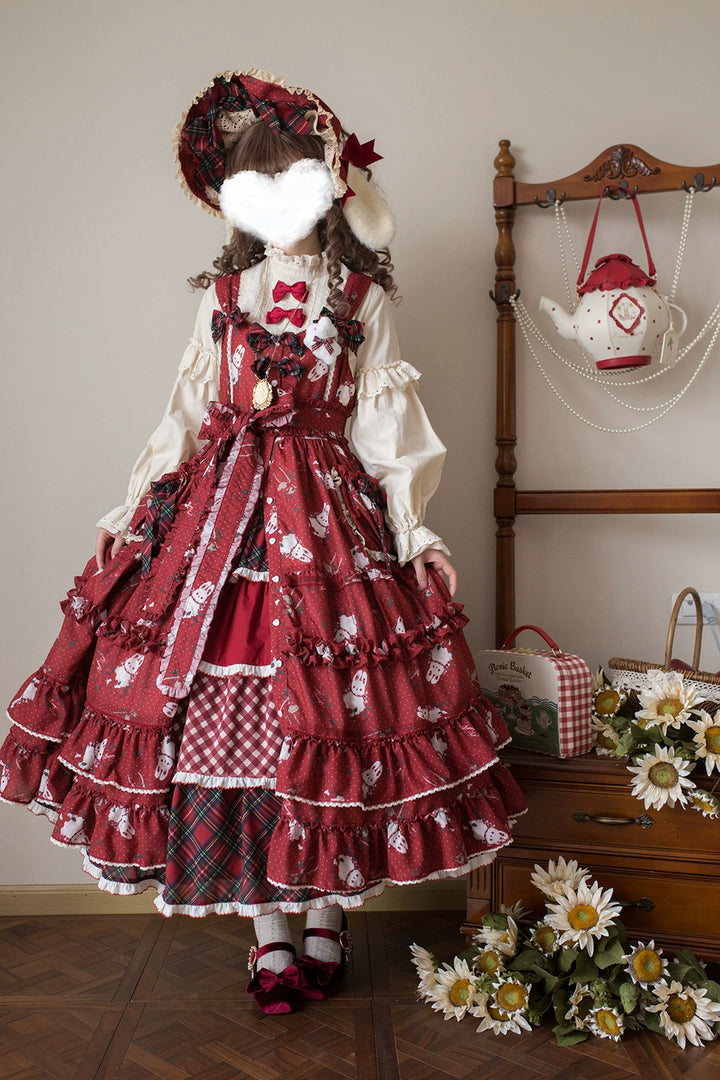 Miss Point~Forest Berry Bunny~Sweet Lolita JSK Elegant Bunny Print Dress