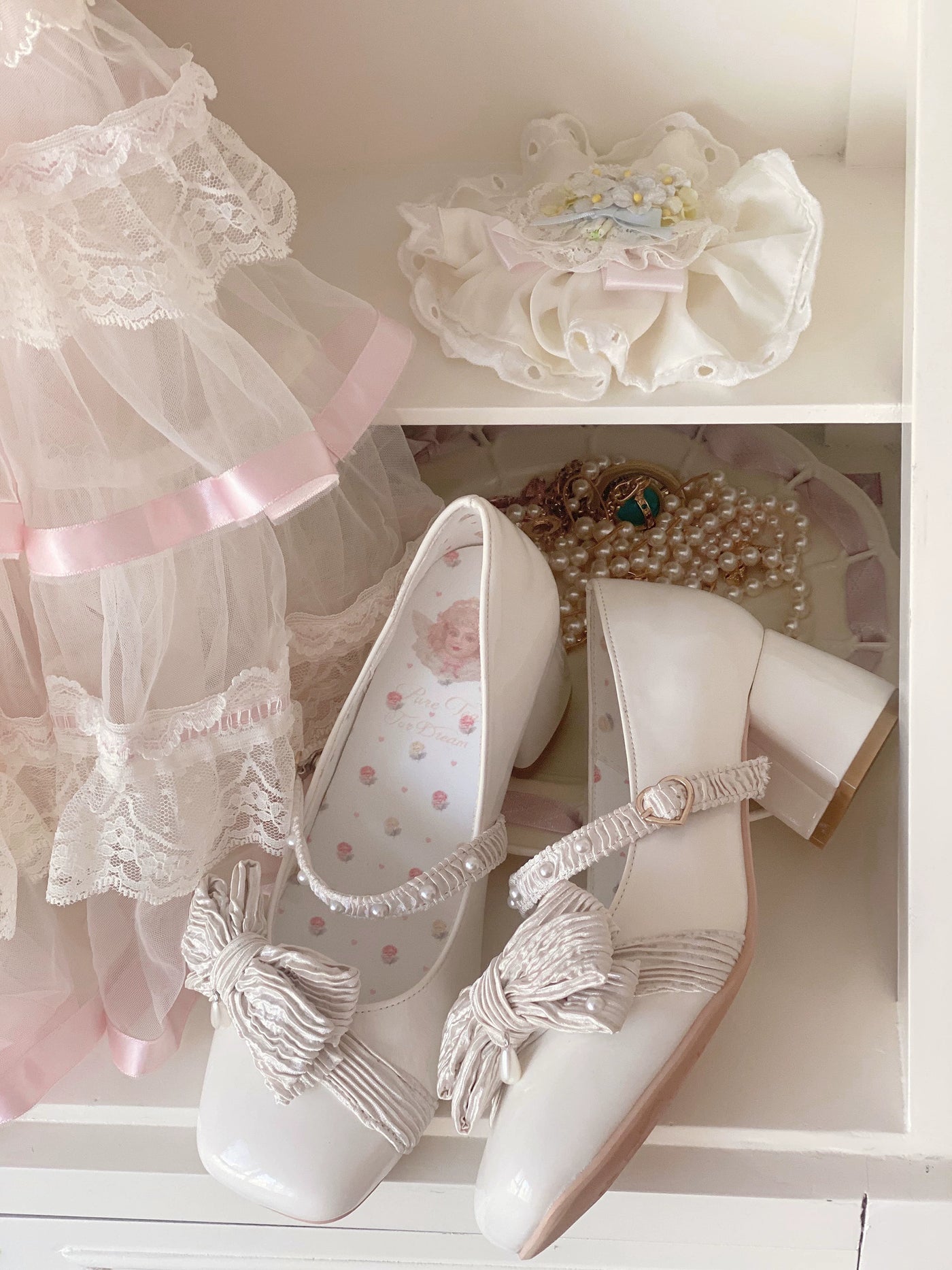 Pure Tea for Dream~Butterfly Pastry~Elegant Middle Heel Lolita Shoes Multicolors   