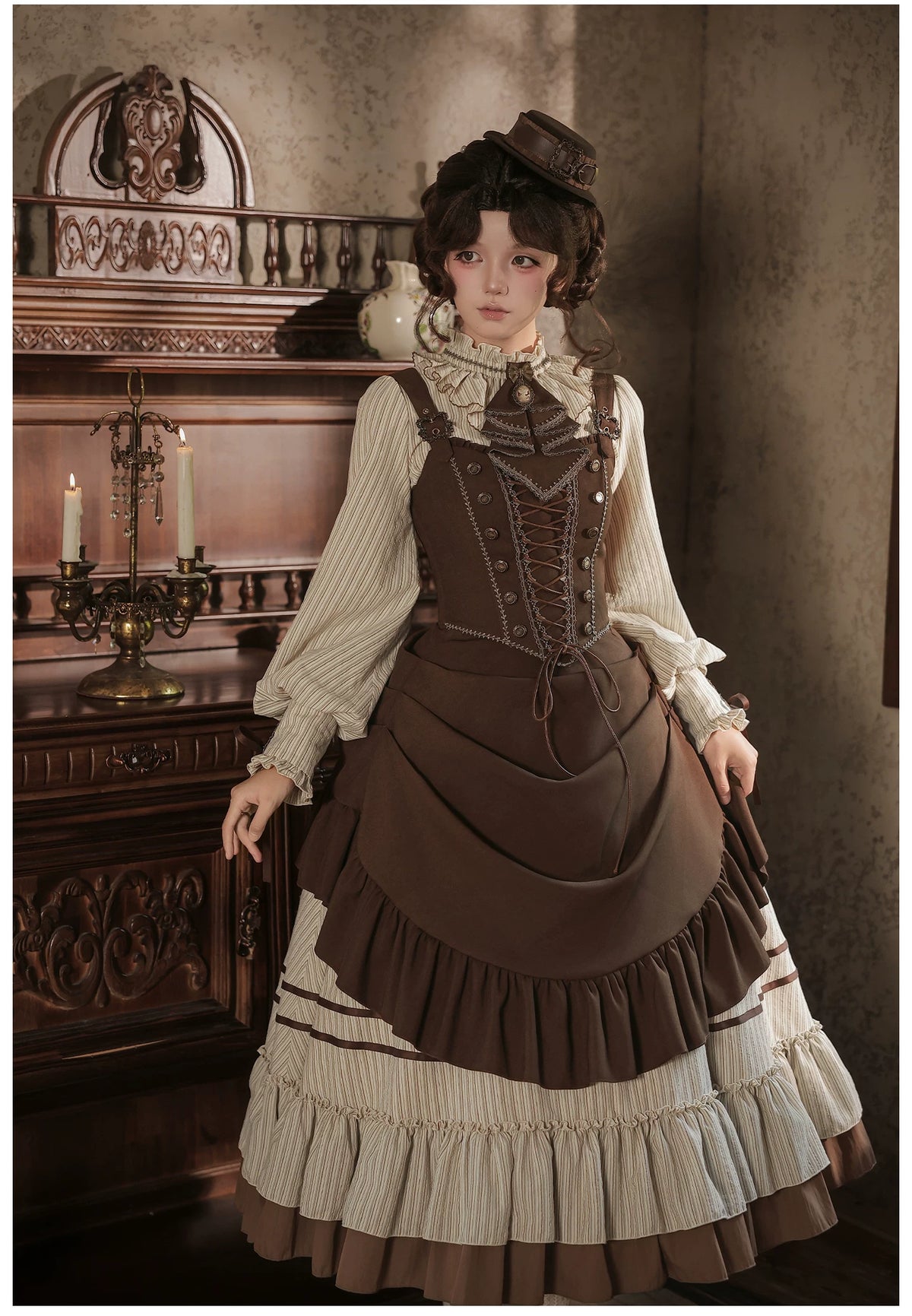 At Sunset - Fall Classic Lolita OP Dress Set, Bustier & Overlayer 45930:868537