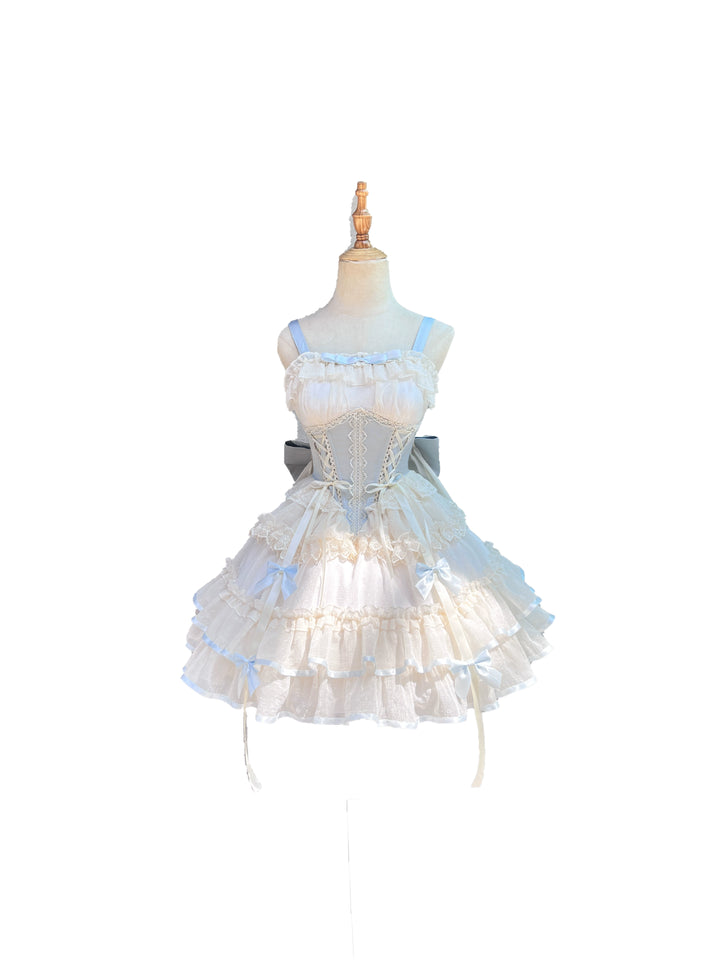 ZhiJinYuan~Time Waltz~Sweet Lolita Short Dress Ballet Style JSK S Light blue 