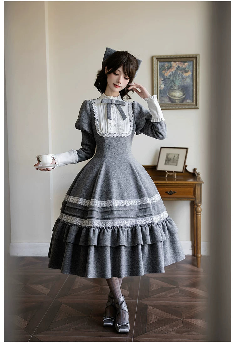 Reminisce - Pile Classic Lolita Dress, Detachable Cape 44439:808528