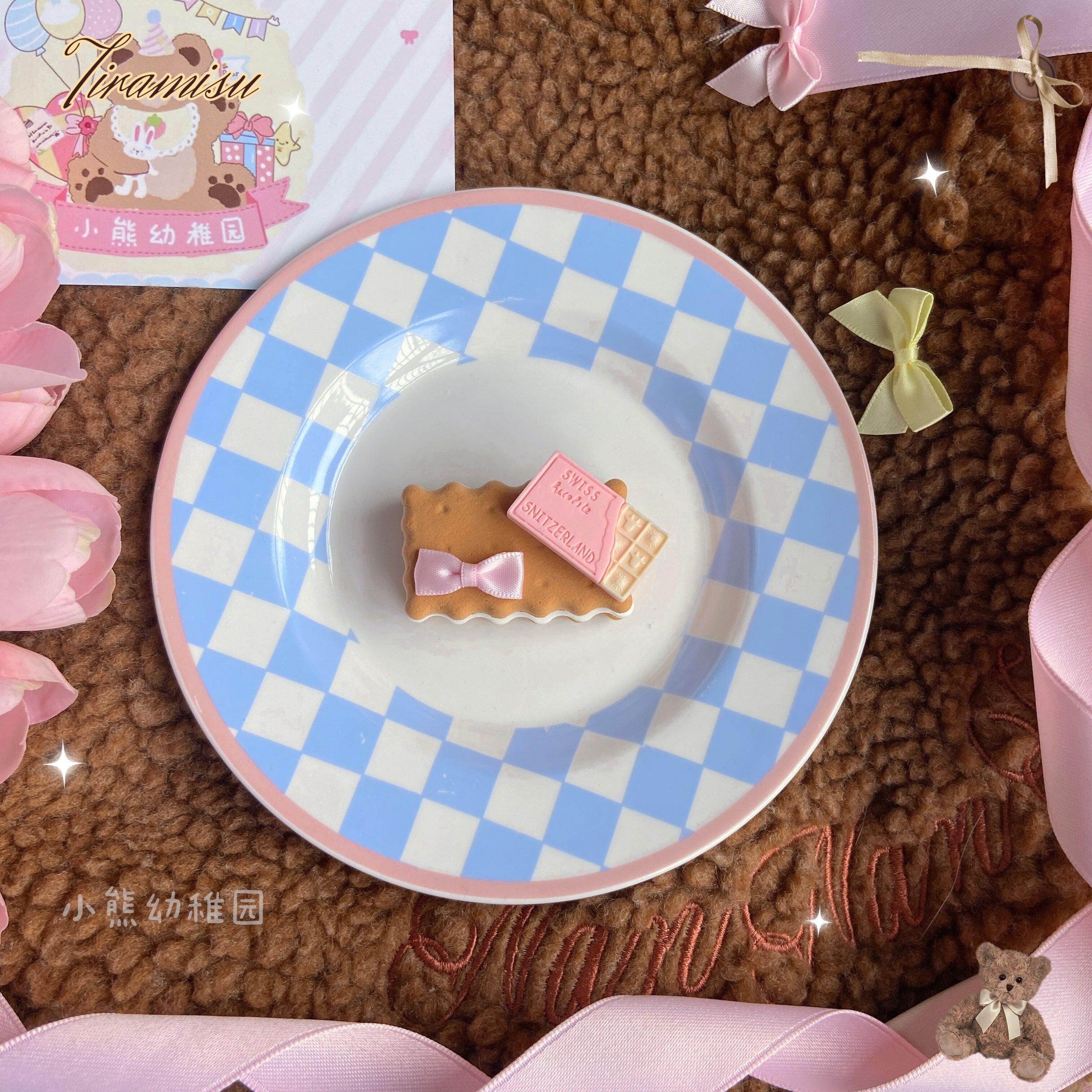 Bear Doll - Sweet Cookie Charm Set - Kawaii Lolita Necklace and Hairclip Strawberry cookie hairclip