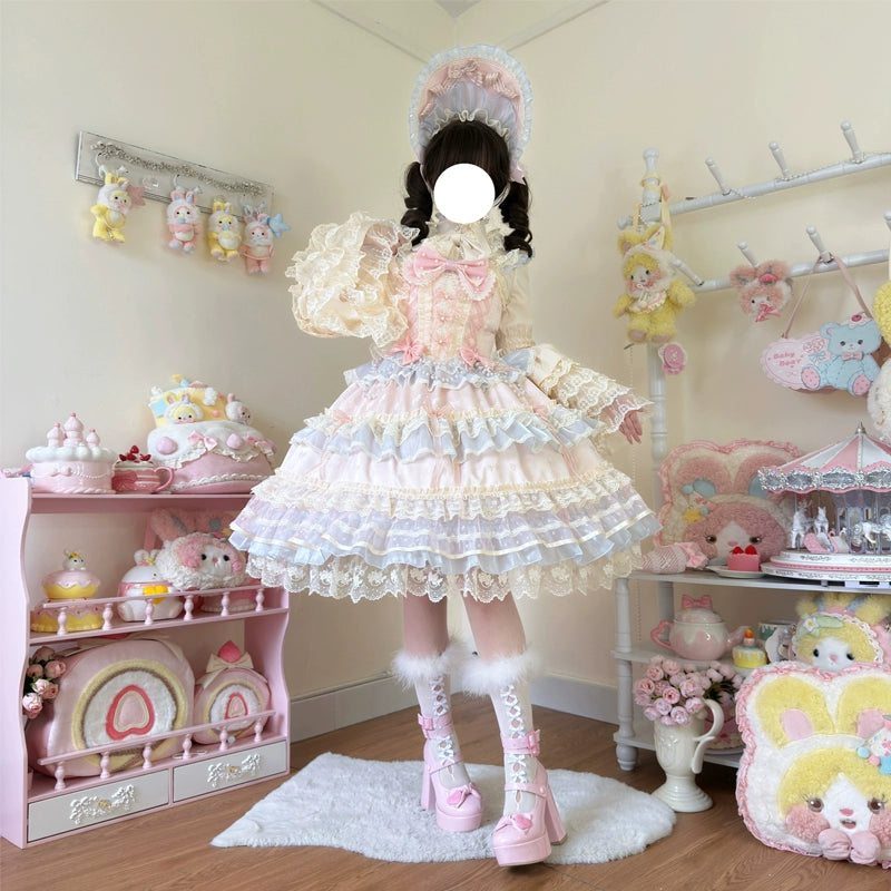 Hanguliang - Star Love Song - Wedding Sweet Lolita JSK Suit Doll-like Dress Pink JSK only S