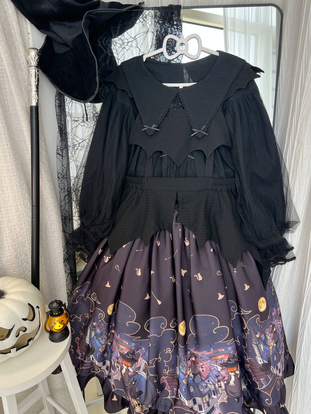 Magic Tea Party~Witching Night~Bat-Inspired Gothic Lolita Apron for Halloween