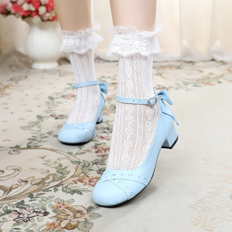 Sosic~Rei Su Su~Sweet Lolita Round Toe Leather Shoes Multicolors 33 light blue 