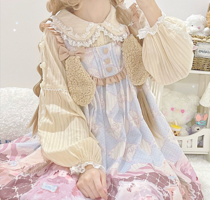 DMFS Lolita~Sweet Lolita Shirt Doll Collar Blouse High-waisted   