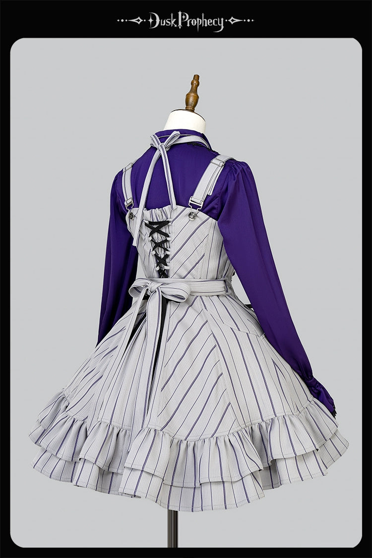 DuskProphecy - Heron - Classic Lolita Striped JSK Dress, Halter Neckline 44313:802884