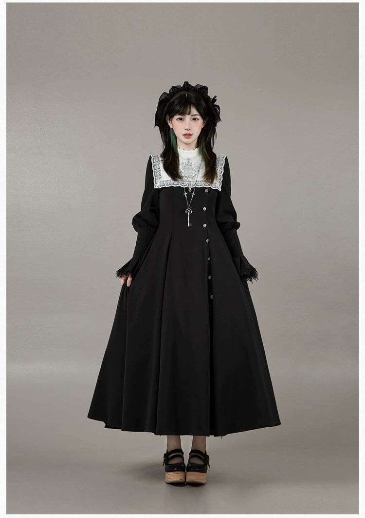 With PUJI - Letter and Poetry · Raven's Night Song - Oriental Aesthetics Gothic Lolita Dress Set 43907:788828