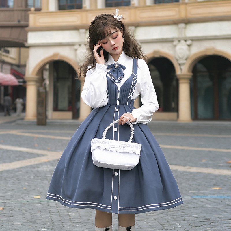 Chunlv Lolita - Book of Lies - Elegant College Style Princess JSK Set S White shirt