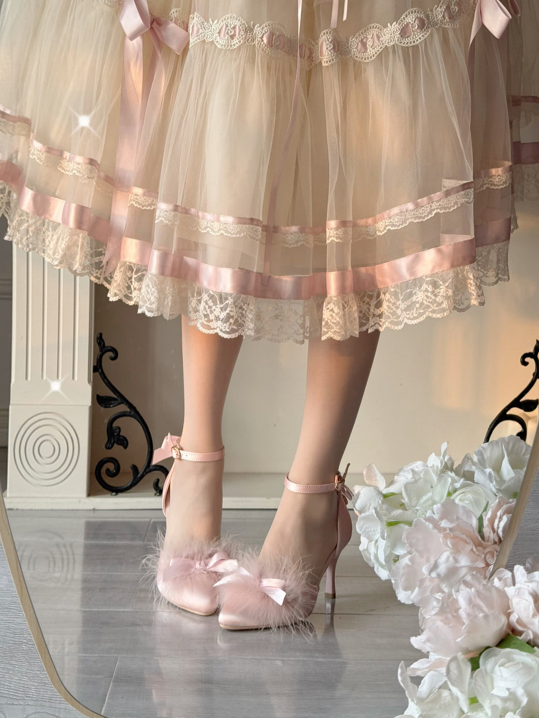 Pure Tea For Dream~Swan Lake~Sweet Lolita Shoes Satin Lolita Hight Heels