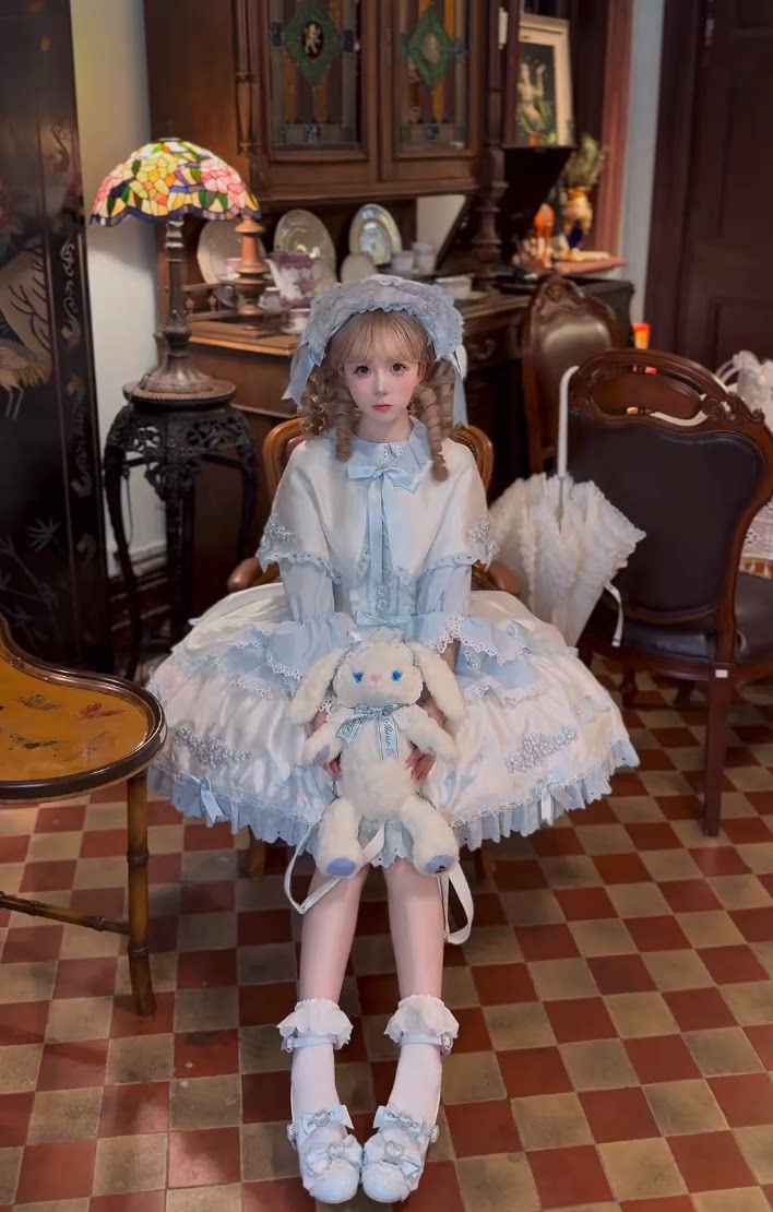 Charlotte Bouquet - Old School Lolita JSK Set, Embroidery & Bows 45093:835375