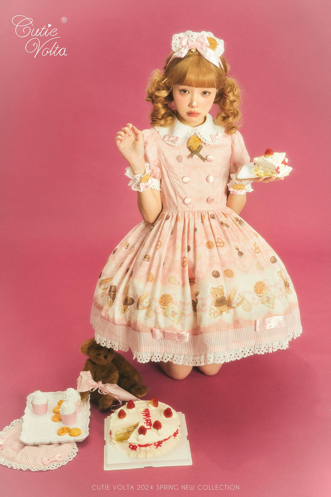 CutieVolta~Blissful Confectionery~Sweet Lolita OP Dress Bear Print JSK