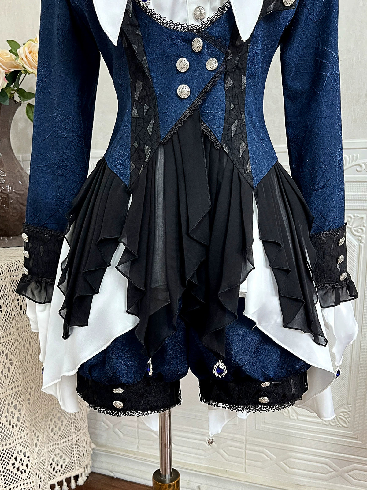 Xiongdoujiang - Chris' Son - Ouji Lolita Coat Shorts Irregular Hem Dress Set